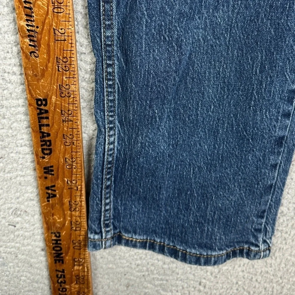 Levis 505 Jeans Mens 36X32 Blue Regular Straight Leg Whiskering Stretch Denim